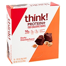 Think! Chunky Chocolate Peanut Protein+ 150 Calorie Bars, 1.41 oz, 10 count