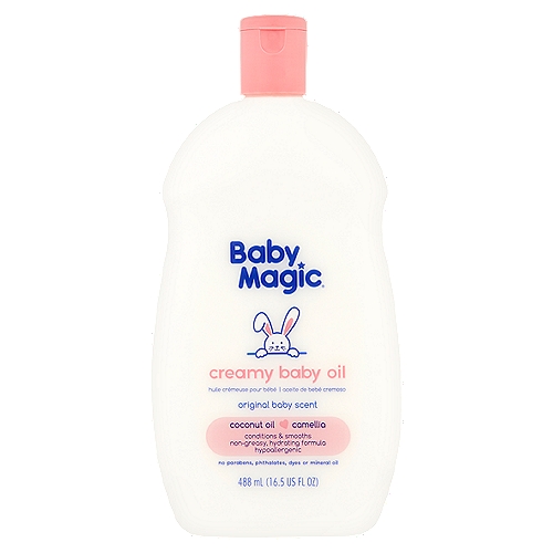 Baby Magic Coconut Oil & Camellia Original Baby Scent Creamy Baby Oil, 16.5 fl oz
Give your baby's skin a sweet delicate touch with our creamy baby oil. Our unique blend of lotion and coconut oil leaves skin feeling silky soft, without feeling greasy. Anti-oxidant rich camellia oil nourishes and comforts for healthy, smooth skin.