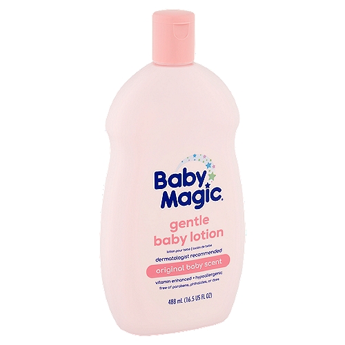 Baby Magic Original Baby Scent Gentle Baby Lotion, 16.5 fl oz
The quick absorbing formula contains good-for-you ingredients like antioxidant-rich vitamins and hydrating aloe for healthy, baby-soft skin.
Ahhh, the smell of a baby is unlike any other. Bring back those memories when you moisturize with our gentle baby lotion.