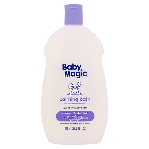 Baby Magic Lavender & Chamomile Lullaby Scent Calming Bath, 16.5 fl oz
Bedtime routines can be a challenge, so let our calming bath help make it a magical experience. Our hydrating and tear-free formula contains lavender & chamomile to help whisk baby away into a sweet slumber and helps keep skin kissably soft. Nighty-night!