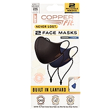 Copper Fit Never Lost Charcoal and Blue Adult Unisex, Face Masks, 2 Each