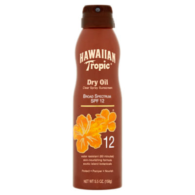Hawaiian Tropic Dry Oil Broad Spectrum Clear Spray Sunscreen, SPF 12, 5