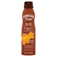 Hawaiian Tropic Dry Oil Broad Spectrum Clear Spray Sunscreen, SPF 12, 5.5 oz