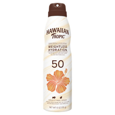 Hawaiian Tropic Weightless Hydration Sunscreen Spray, SPF 50, 6 oz