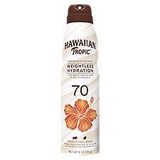Hawaiian Tropic Weightless Hydration Sunscreen Clear Spray SPF 70, 6oz