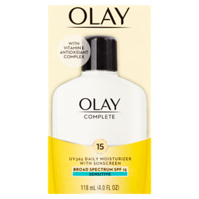 Olay Complete Broad Spectrum Sensitive UV365 Daily Moisturizer with Sunscreen, SPF 15, 4.0 fl oz