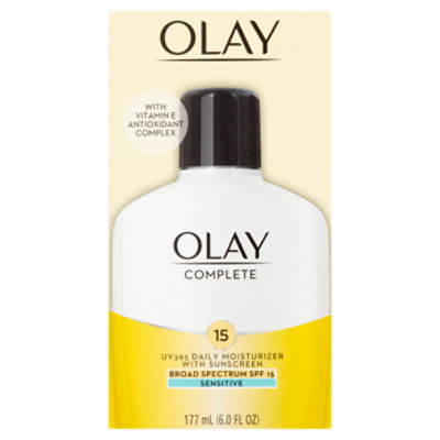Olay Complete Broad Spectrum Sensitive UV365 Daily Moisturizer with Sunscreen, SPF 15, 6.0 fl oz