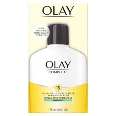 Olay Complete Sensitive Broad Spectrum SPF 15 UV 365 Daily Moisturizer with Sunscreen, 6.0 fl oz