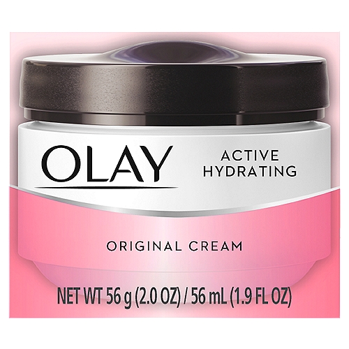 Olay Active Hydrating Original Cream, 2.0 oz
Give skin 48 hours of moisture with Olay Active Hydrating Cream Moisturizer. It's formulated to deliver long-lasting hydration to soothe dry skin and fight the appearance of fine lines and wrinkles. This hydrating and oil-free face moisturizer is non-greasy and replenishes skin with essential moisture without clogging pores - helping to restore skin back to natural beauty. We guarantee you'll love your OLAY product! If you are not satisfied, we'll give you your money back via a prepaid card. Must submit within 60 days of purchase. Call toll-free 1-855-845-9797 or visit olay.com/guarantee.