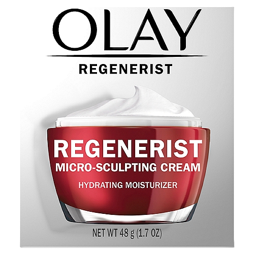 Olay Regenerist Hydrating Moisturizer Micro-Sculpting Cream, 1.7 oz
“The Red Jar'' - known to many as their go-to, nonnegotiable face moisturizer, Olay Regenerist Micro-Sculpting Face Cream is designed to start visibly reducing wrinkles & fine lines starting day 1. Infused with Vitamin B3, Amino-Peptides, Hyaluronic Acid and Antioxidants for ultimate penetration, this moisture-binding formula instantly hydrates to visibly firm skin for a lifted look. Vitamin B3 not only helps with surface skin cell turnover and regeneration, but also leads the exfoliation that helps remove dead, dull skin for a fresher, younger look.  Used as the last step in your routine, this luxurious-feeling moisturizer leaves skin hydrated, softens the look of fine lines and wrinkles and firms the look of skin with plumping hydration.  As a part of Olay's commitment to responsible beauty, this face moisturizer is Dermatologist tested and formulated with clean ingredients meaning no parabens, phthalates or synthetic yes.  To sum it up - this Regenerist formula is designed to deliver anti-aging ingredients deep into the skin's surface to reveal the skin you love to flaunt for years to come. Use Olay daily and see skin transformation in 28 days.  
At OLAY, we're serious about our commitments. Our OLAY Skin Promise to you is zero skin retouching in all advertising. OLAY is the first mass skin care brand in the US to take this stance, because we know real beauty is honestly beautiful. We also guarantee you'll love your OLAY product. If you are not satisfied, we'll give you your money back via a prepaid card. Must submit within 60 days of purchase. Call toll-free 1-855-845-9797 or visit olay.com/guarantee.