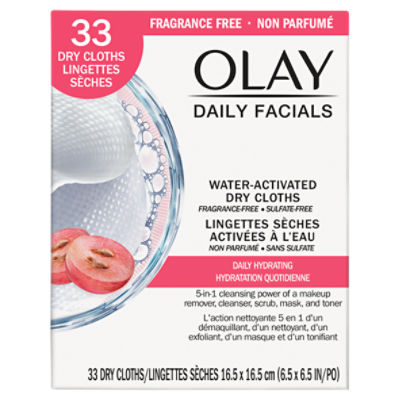 Olay Daily Facials Hydrating Cleansing Cloths, 33 Count