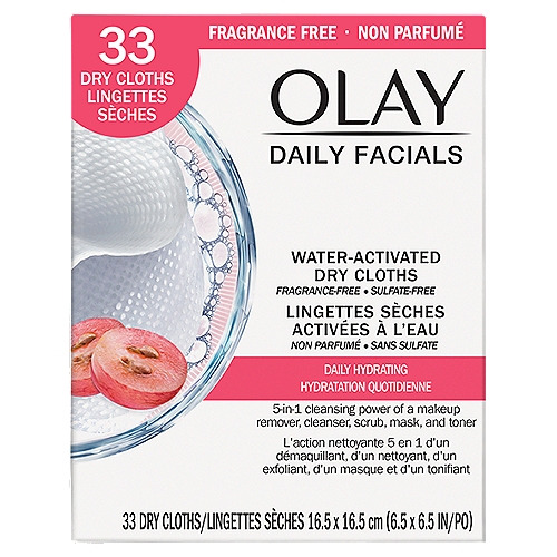 Olay Daily Facials Hydrating Cleansing Cloths, 33 Count