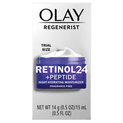 Olay Regenerist Retinol 24 + Peptide Night Face Moisturizer, Fragrance-Free, Trial Size 0.5 oz