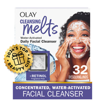 Olay Cleansing Melts + Retinol Water-Activated Daily Facial Cleanser, 32 count