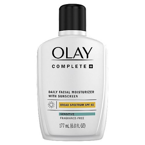 Olay Complete + Sensitive Broad Spectrum Daily Facial Moisturizer with Sunscreen, SPF 40, 6.0 fl oz