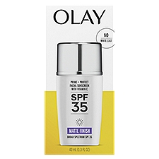 Olay Matte Finish Broad Spectrum Prime + Protect Facial Sunscreen with Vitamin C, SPF 35, 1.3 fl oz