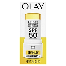 Olay Broad Spectrum Dewy Glow + Protect Sunscreen Stick with Vitamin C, SPF 50, 0.5 oz