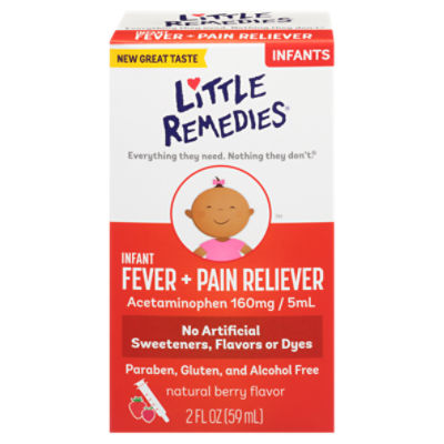 Little Remedies Natural Berry Flavor Infant Fever + Pain Reliever, Infants, 2 fl oz
