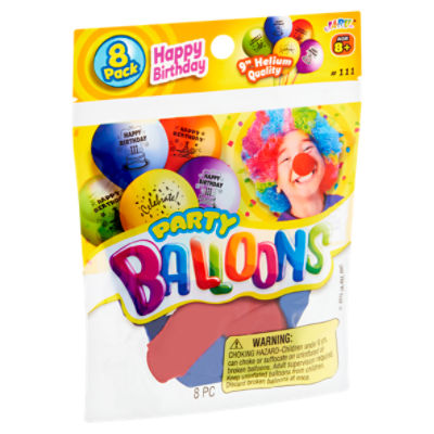 Ja-Ru Happy Birthday Party Balloons, Age 8+, 8 count