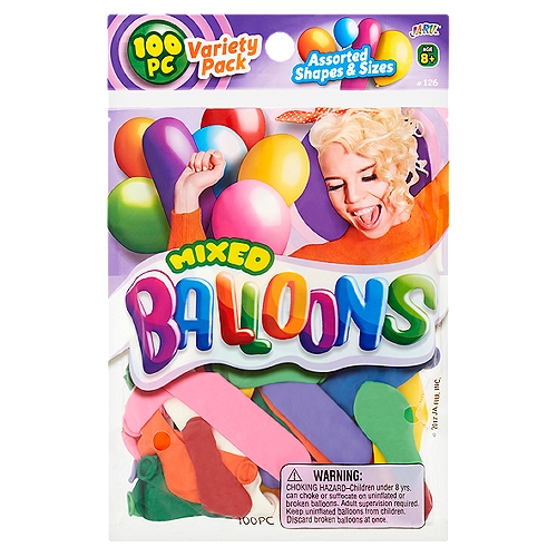 Ja-Ru Mixed Balloons Variety Pack, Age 8+, 100 count