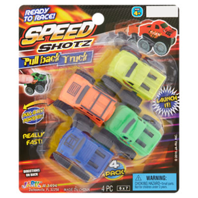 Ja-Ru Speed Shotz Pull Back Truck, Age 4+, 4 count