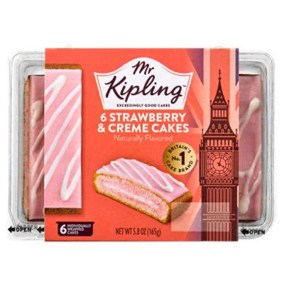 Mr Kipling Strawberry & Creme Cakes, 6 count, 5.8 oz