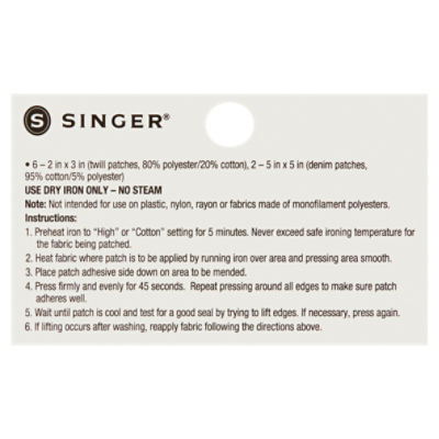 SINGER® Iron-On Blue Denim Patches, 10 pk - City Market