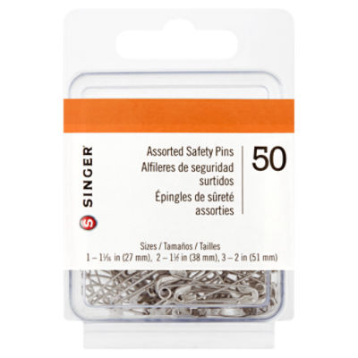 Singer Assorted Safety Pins, 50 count