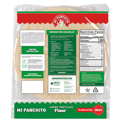 Mi Panchito Traditional Style Flour Large Tortilla, 10 count, 14.81 oz