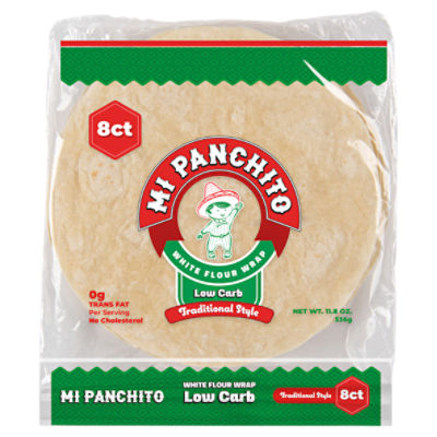 Mi Panchito Low Carb Traditional Style White Flour Wrap, 8 count, 11.8 oz