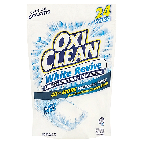 OxiClean White Revive Laundry Whitener + Stain Remover Power Paks, 24 count, 21.1 oz