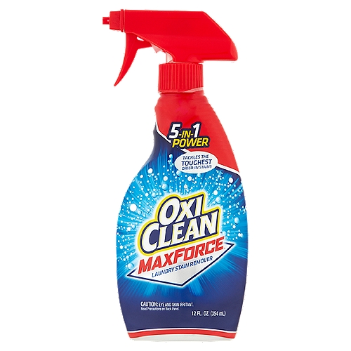 OxiClean MaxForce 5-in-1 Power Laundry Stain Remover, 12 fl oz
Combines 5 types of stain fighters to help you get out more of your toughest dried-in stains the 1st time!
✓ Grease/oil
✓ Grass/blood
✓ Food stains
✓ Soil/clay
✓ Drink stains