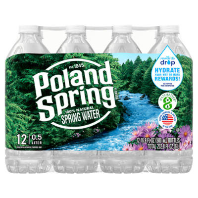 12 Ounce Bottled Spring Water  Poland Spring® Brand 100% Natural