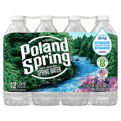 POLAND SPRING Brand 100% Natural Spring Water, 16.9-ounce plastic bottles (Pack of 12)
POLAND SPRING Brand 100% Natural Spring Water has been a local favorite in the Northeast for generations. Sourced from carefully selected springs in Maine since 1845, POLAND SPRING Spring Water contains naturally occurring minerals for a crisp, refreshing taste. So when you're looking for a trusted source of hydration for any occasion, choose POLAND SPRING.