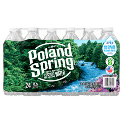 Poland Spring 100% Natural Spring Water, 16.9 fl oz, 24 count