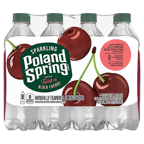 Poland Spring Sparkling Water, Black Cherry, 16.9 oz. Bottles (8 Count)
