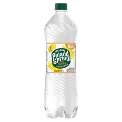 Poland Spring Sparkling Water, Lemon Ginger, 33.8 oz. Plastic Bottle