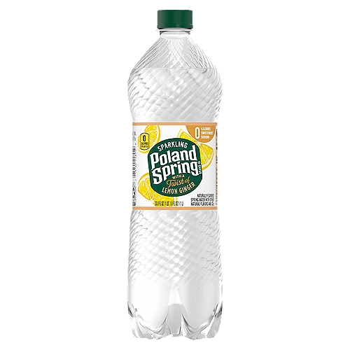 Poland Spring Sparkling Water, Lemon Ginger, 33.8 oz. Plastic Bottle