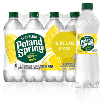 Poland Spring Sparkling Water, Lively Lemon, 16.9 oz. Bottles (8 Count)