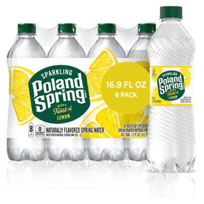 Poland Spring Sparkling Water, Lively Lemon, 16.9 oz. Bottles (8 Count