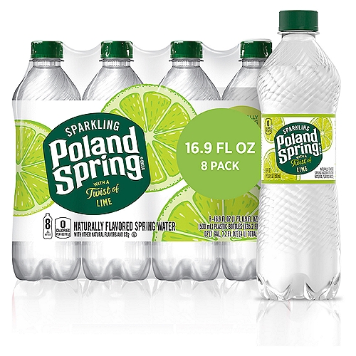Poland Spring Lime Sparkling Water, 16.9 fl oz, 8 count