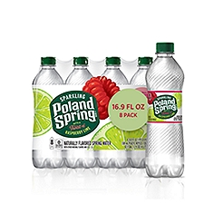 Poland Spring Sparkling with a Twist of Raspberry Lime Spring Water, 16.9 fl oz, 8 count