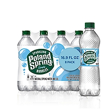 Poland Spring Sparkling Water, Simply Bubbles, 16.9 oz. Bottles (8 Count), 135.2 Fluid ounce