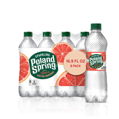 Poland Spring Sparkling Water, Ruby Red Grapefruit, 16.9 oz. Plastic Bottles (8 Count)