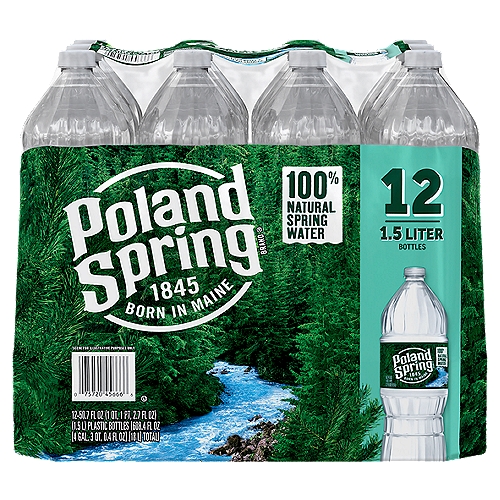 POLAND SPRING Brand 100% Natural Spring Water, 1.5-Liter plastic bottles (Pack of 12)