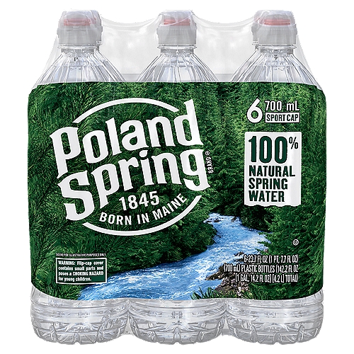 POLAND SPRING Brand 100% Natural Spring Water, 23.7-ounce plastic sport cap  bottles (Pack of 6)
POLAND SPRING Brand 100% Natural Spring Water has been a local favorite in the Northeast for generations. Sourced from carefully selected springs in Maine since 1845, POLAND SPRING Spring Water contains naturally occurring minerals for a crisp, refreshing taste. So when you're looking for a trusted source of hydration for any occasion, choose POLAND SPRING.
