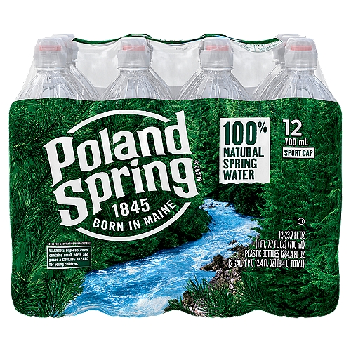 POLAND SPRING Brand 100% Natural Spring Water, 23.7-ounce plastic sport cap bottles (Pack of 12)