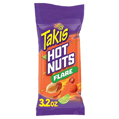 Takis Hot Nuts Flare Chili Pepper & Lime Double Crunch Peanuts, 3.2 oz