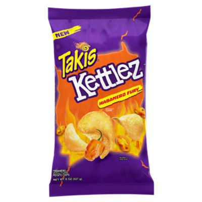 Takis Habanero Fury Kettlez 8 oz Bag, Habanero Flavored Spicy Kettle-Cooked Potato Chips