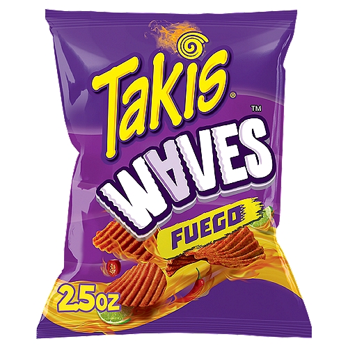 Takis Waves Fuego Hot Chili Pepper & Lime Wavy Potato Chips, 2.5 oz